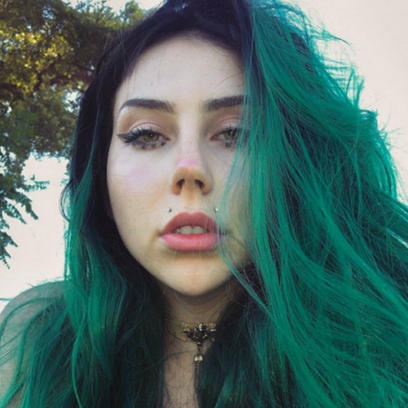 22” Ombre Black Green body wavyLaceFront Wig NEW